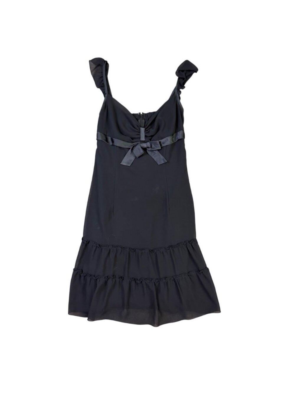 Cecil McBee Womens Black Tiered Ruffle Sleeveless Bow Detail Dress Size 9 - Picture 2 of 6